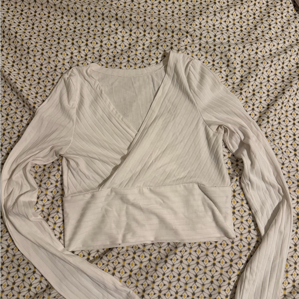 Rainbow White Ribbed Crop Top